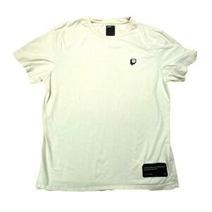Twitch Organic Cotton Mens Large Cream Gaming Streaming Short Sleeve Rubber Logo